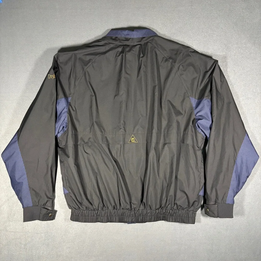 Footjoy DryJoy Water‎ Repel Golf Jacket Full Zip/Button X-Large Navy Plaid/Black